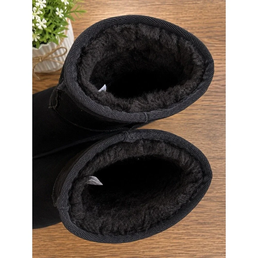 Koolaburra by UGG Women's Black Suede Mid-Calf Faux Fur Boots US 7 EU 38